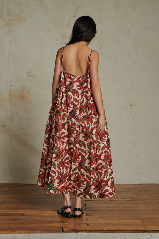 Robe Avignon - Terre Battue/Vert - Coton - Femme