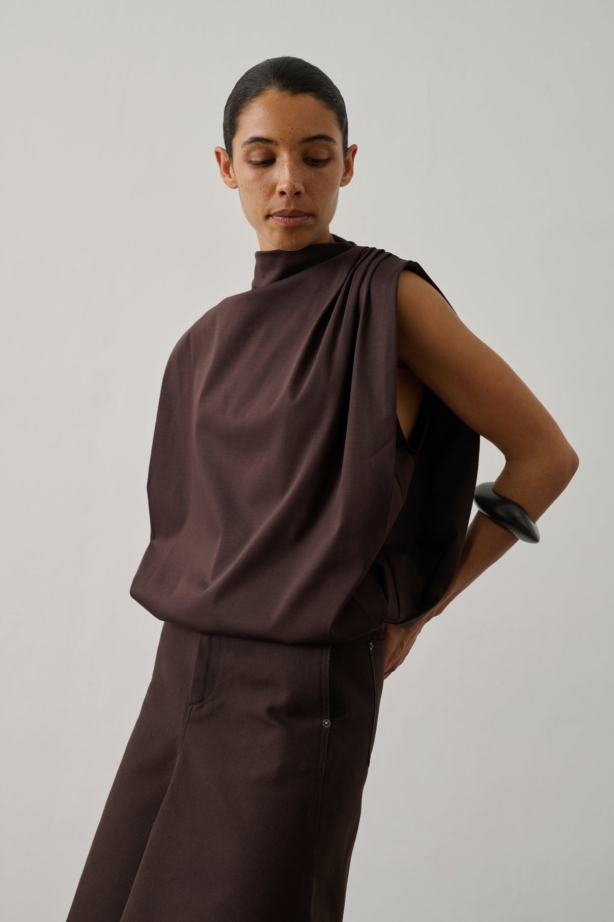 Top Idris - Marron Foncé - Coton - Femme vue 1