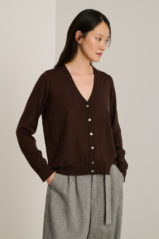 Cardigan Alyssa - Chocolat - Laine - Femme