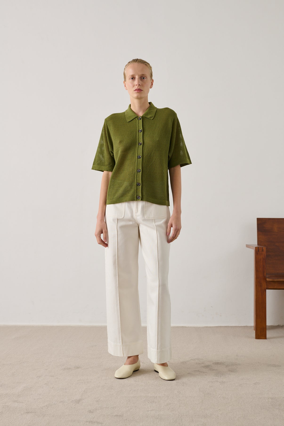 Polo Davon - Absinthe - Laine mérinos - Femme vue 1